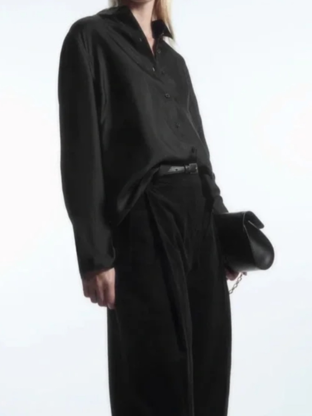 COS Black Corduroy Pleated Pants